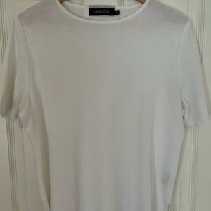 Misook Short Sleeve Knit Tunic in White